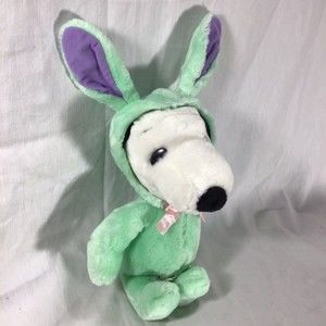 Snoopy Easter Peanuts Bunny Ears Green 15” Plush Beagle Suit Costume
